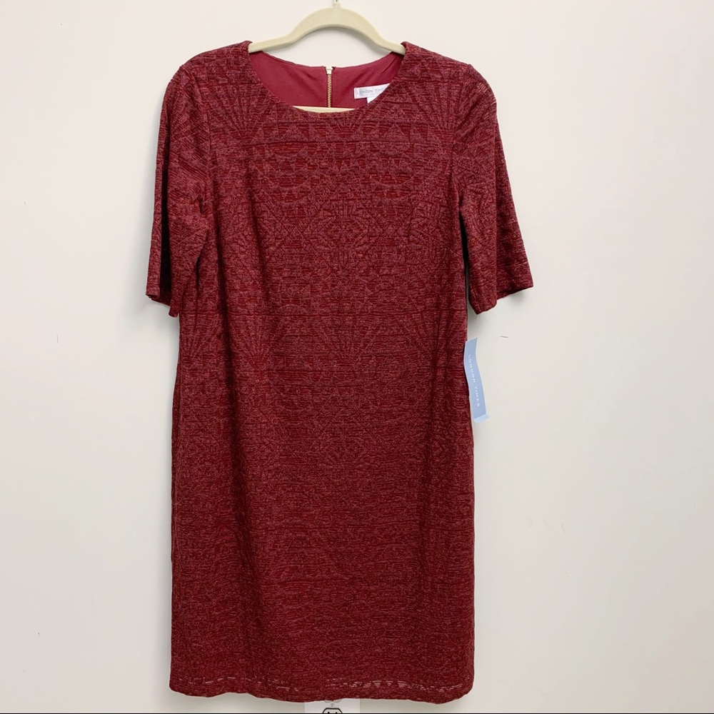London Times Lace Burgundy Short Sleeve Dress 42